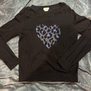 Kate Spade Black Sweater with Blue Heart Design
